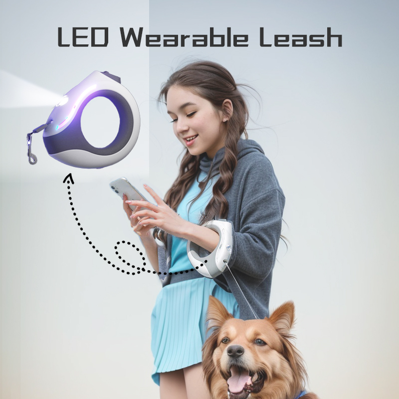 Retractable Dog Leash - Coleira Retrátil LED para Animais de